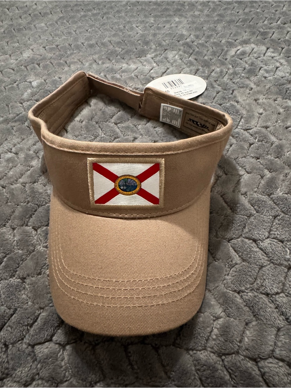 Top Of The World Tan Men's Sun Visor with Florida Flag Patch